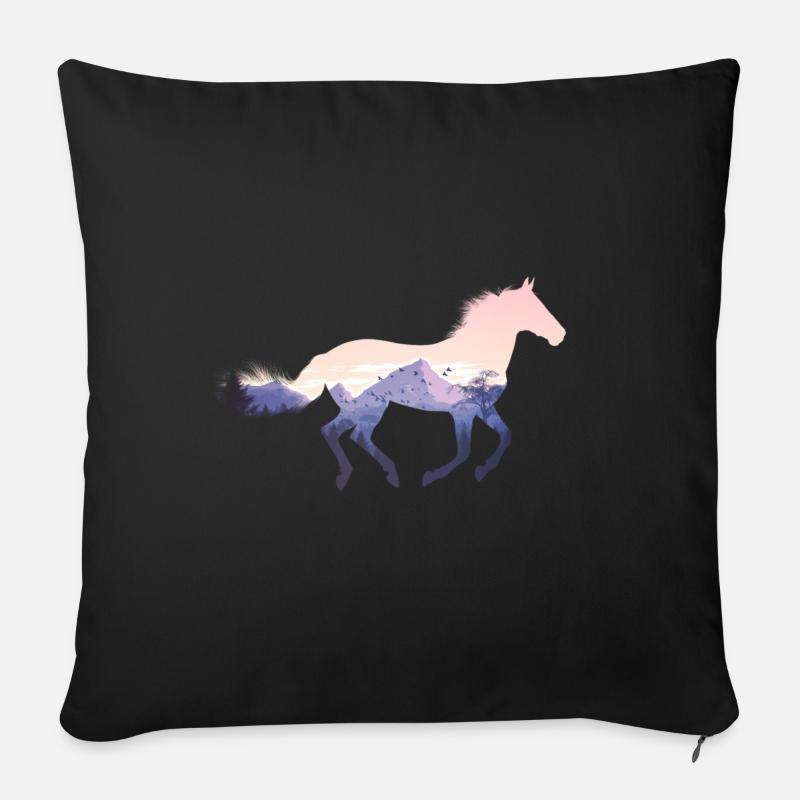Cheval Sauvage Nature - Housse de coussin décorative 45 x 45 cm - noir