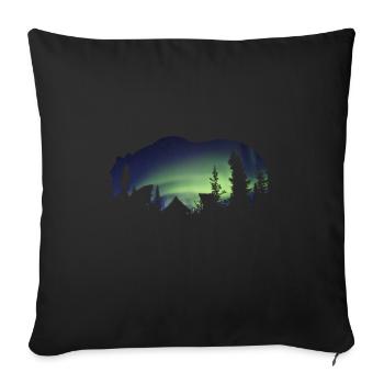 Bär Polarlichter Natur - Sofakissenbezug 45 x 45 cm - Schwarz - Vorne