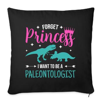 Dinosaur Dino Princess Paleontologist - Sofa pillowcase 17,3'' x 17,3'' (45 x 45 cm) - black - Front