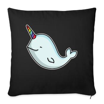 Unicorn whale whale narwhal with unicorn horn gift - Sofa pillowcase 17,3'' x 17,3'' (45 x 45 cm) - black - Front