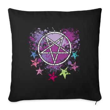 Pentagramm mit Sternen - Sofakissenbezug 45 x 45 cm - Schwarz - Vorne