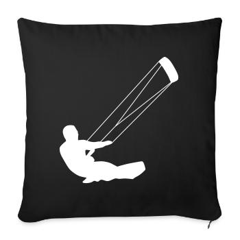 Kitesurfer en kitesurf - Housse de coussin décorative 45 x 45 cm - noir - Devant