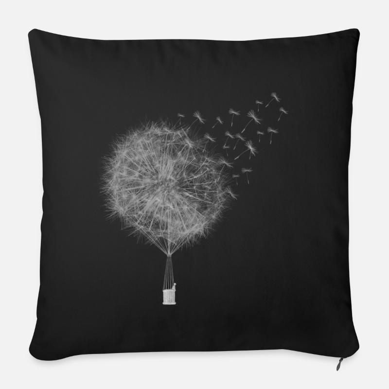 Montgolfière Pissenlit. C’est un cadeau. Idée. - Housse de coussin décorative 45 x 45 cm - noir