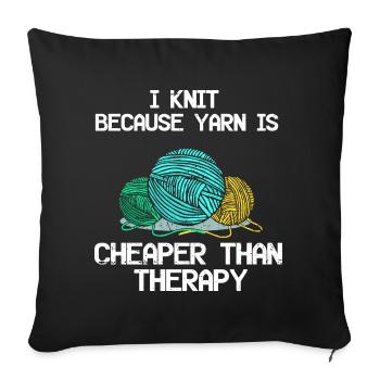 Stricken ist besser als Therapy Stricken Nadeln - Sofakissenbezug 45 x 45 cm - Schwarz - Vorne