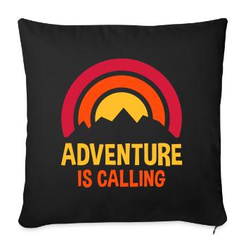 Adventure is calling (Sonne hinter Bergkamm) - Sofa pillowcase 17,3'' x 17,3'' (45 x 45 cm) - black - Front