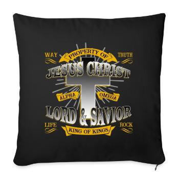 Property Of Jesus Christ - Christian Design - Sofa pillowcase 17,3'' x 17,3'' (45 x 45 cm) - black - Front