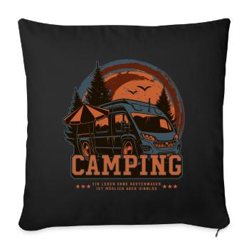 Kastenwagen Camping - Sofakissenbezug 45 x 45 cm - Schwarz - Vorne