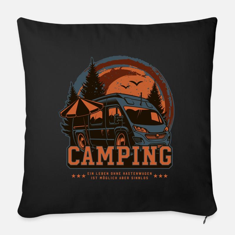 Kastenwagen Camping - Sofakissenbezug 45 x 45 cm - Schwarz