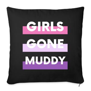 Muddy run shirt mud Matsch Lauf girl Team obstacle - Sofakissenbezug 45 x 45 cm - Schwarz - Vorne