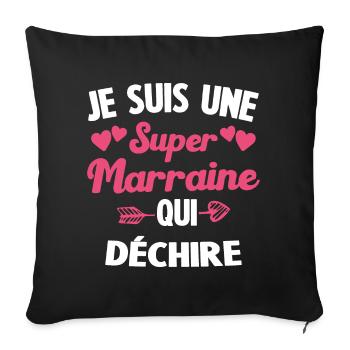 Je suis une Super Marraine qui Dechire - Housse de coussin décorative 45 x 45 cm - noir - Devant