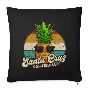 Santa Cruz California rétro vintage ananas des années 70 - Housse de coussin décorative 45 x 45 cm - noir - Devant
