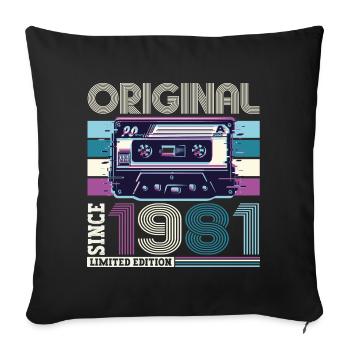 Original 1981 41st Birthday Gift Hommes - Housse de coussin décorative 45 x 45 cm - noir - Devant