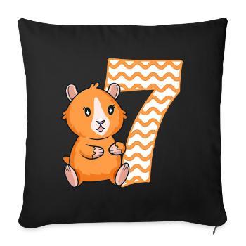 7th Birthday Guinea Pig Girl 7 years old - Sofa pillowcase 17,3'' x 17,3'' (45 x 45 cm) - black - Front