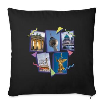 Berlin Germany City Skyline Collage - Sofa pillowcase 17,3'' x 17,3'' (45 x 45 cm) - black - Front