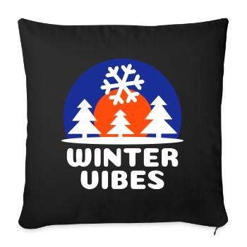 Winter vibes (sun, sky vault, snowflake) - Sofa pillowcase 17,3'' x 17,3'' (45 x 45 cm) - black - Front