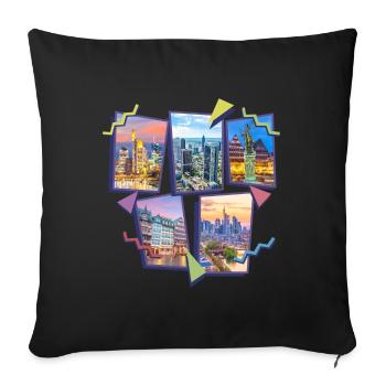 Frankfurt Germany City Skyline Collage - Sofa pillowcase 17,3'' x 17,3'' (45 x 45 cm) - black - Front