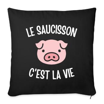 Le saucisson c'est la vie - Housse de coussin décorative 45 x 45 cm - noir - Devant