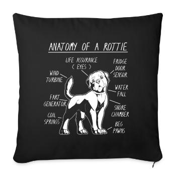 Anatomy ofa Rottweiler - Sofakissenbezug 45 x 45 cm - Schwarz - Vorne