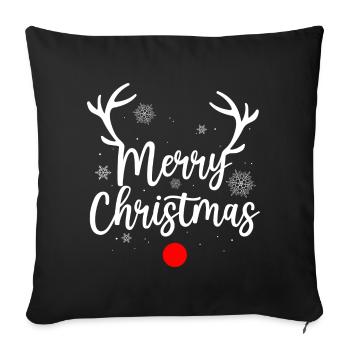 Reindeer merry christmas - Sofa pillowcase 17,3'' x 17,3'' (45 x 45 cm) - black - Front