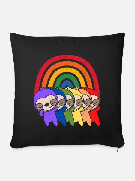 Bunte Regenbogen Faultiere - Sofakissenbezug 45 x 45 cm - Schwarz