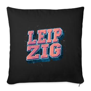 Leipzig Germany City Font Vintage Retro - Sofa pillowcase 17,3'' x 17,3'' (45 x 45 cm) - black - Front