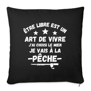 pêche, pêcheur, fan de pêche - Housse de coussin décorative 45 x 45 cm - noir - Devant