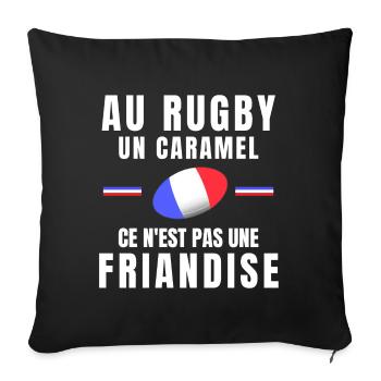 rugby, rugby sport, rugby humour, rugbyman - Housse de coussin décorative 45 x 45 cm - noir - Devant