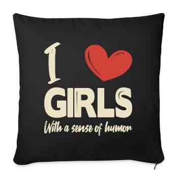 J’aime les filles - Housse de coussin décorative 45 x 45 cm - noir - Devant