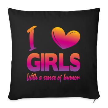 J’aime les filles - Housse de coussin décorative 45 x 45 cm - noir - Devant