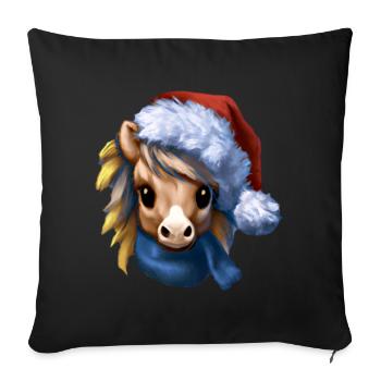 horse pony xmas christmas cute cute kids - Sofa pillowcase 17,3'' x 17,3'' (45 x 45 cm) - black - Front