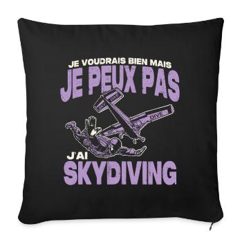 Je peux pas j'ai skydiving. - Housse de coussin décorative 45 x 45 cm - noir - Devant