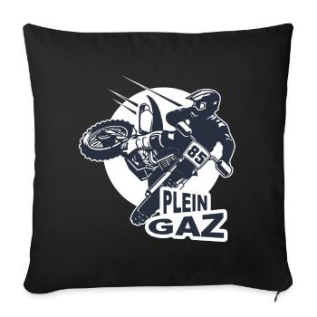 Motocross biker homme sport moto enduro - Housse de coussin décorative 45 x 45 cm - noir - Devant