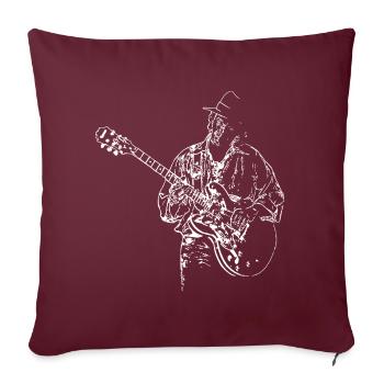 Guitariste de blues - Housse de coussin décorative 45 x 45 cm - bordeaux - Devant