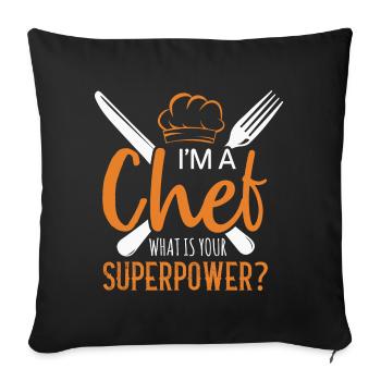 Chef Chef Chef Cuisine Drôle de dicton - Housse de coussin décorative 45 x 45 cm - noir - Devant