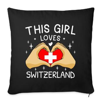 Suisse Flag Vintage Croix Coeur Suisse - Housse de coussin décorative 45 x 45 cm - noir - Devant