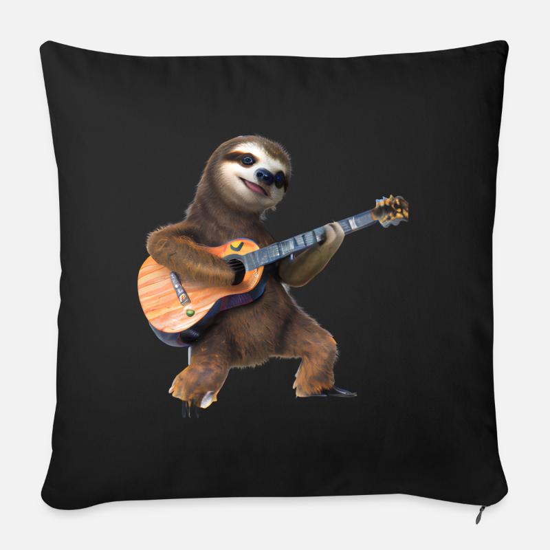Faultier mit Gitarre - Sofakissenbezug 45 x 45 cm - Schwarz