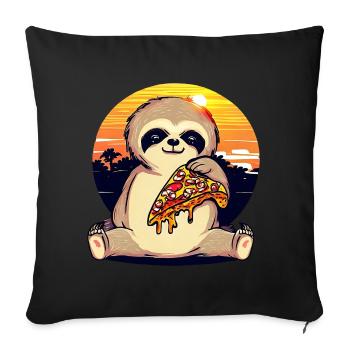 Pizza paresseux au coucher du soleil - Housse de coussin décorative 45 x 45 cm - noir - Devant