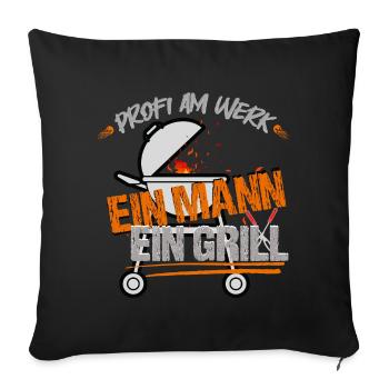 One man, one grill - Sofa pillowcase 17,3'' x 17,3'' (45 x 45 cm) - black - Front
