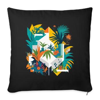 Jungle géométrique - Housse de coussin décorative 45 x 45 cm - noir - Devant