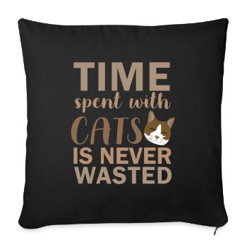 Temps passé avec les chats - Housse de coussin décorative 45 x 45 cm - noir - Devant