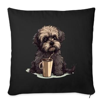 Bolonka Zwetna Puppy Dog Proud Mistress For - Sofa pillowcase 17,3'' x 17,3'' (45 x 45 cm) - black - Front