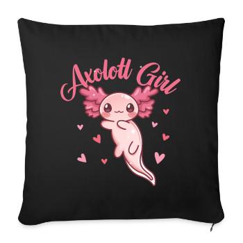 Conception de fille d’axolotl pour les amateurs d’axolotl - Housse de coussin décorative 45 x 45 cm - noir - Devant