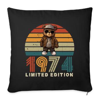 Édition limitée 1974 année anniversaire rétro - Housse de coussin décorative 45 x 45 cm - noir - Devant