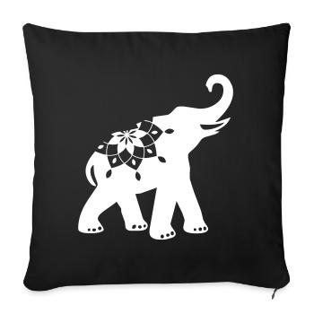 Yoga éléphant ornement mandala minimal inde animal - Housse de coussin décorative 45 x 45 cm - noir - Devant