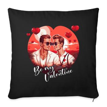Idée de Saint-Valentin gay LGBT pour les gays - Housse de coussin décorative 45 x 45 cm - noir - Devant
