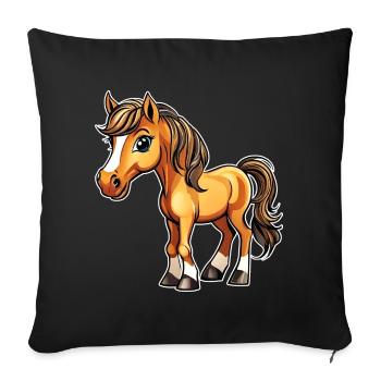 Mignon petit cheval avec blaze - Housse de coussin décorative 45 x 45 cm - noir - Devant