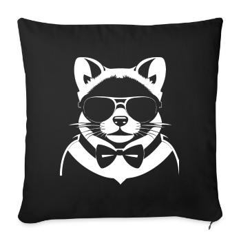 Frettchen mit Sonnenbrille Coole Frettchen - Sofakissenbezug 45 x 45 cm - Schwarz - Vorne