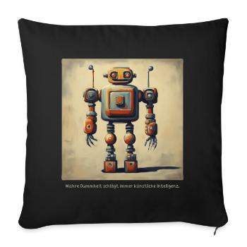 Saying Statement Robot Intelligence Retro Nerd Lo - Sofa pillowcase 17,3'' x 17,3'' (45 x 45 cm) - black - Front