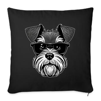 Cool schnauzer dog with sunglasses - Sofa pillowcase 17,3'' x 17,3'' (45 x 45 cm) - black - Front