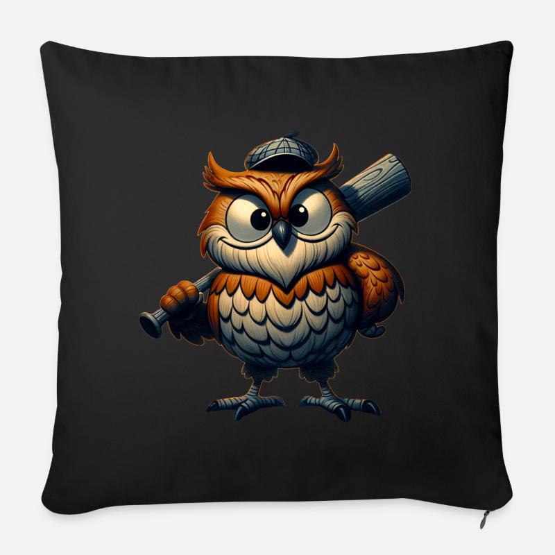 La chouette à la massue - Housse de coussin décorative 45 x 45 cm - noir